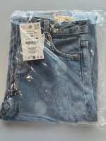 Zara ДЖИНСЫ BALLOON С ЭФФЕКТОМ ПОТЕРТОСТИ В ГОРОШЕК HARRY LAMBERT FOR ZARA X DISNEY Blue | 6045/711/400