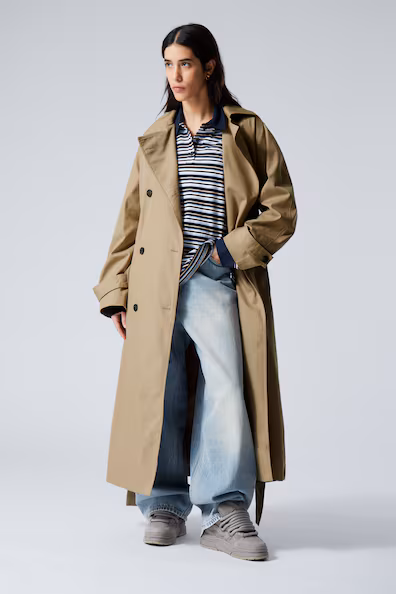 GABARDINA DE TRESPASSE OVERSIZED DE ALGODãO