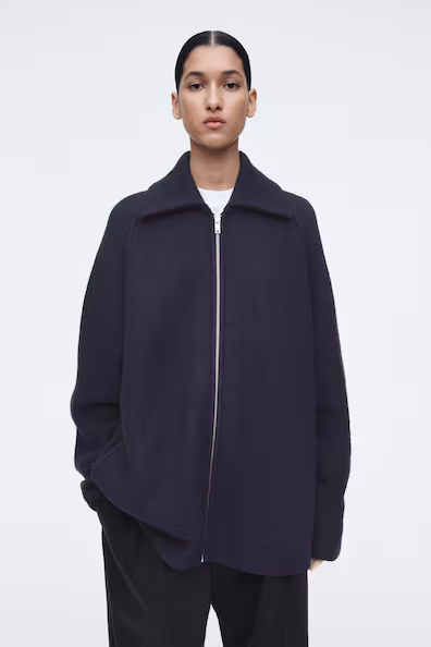 BOILED-WOOL ZIPPED JACKET