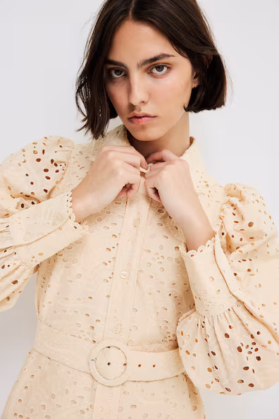 VESTIDO CAMISEIRO COM BORDADO INGLêS