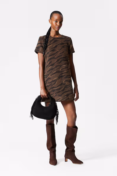 VESTIDO CURTO EM JACQUARD DE Lã