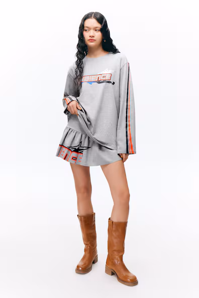 Туника в полоску с укороченным рукавом из коллекции OVERSIZED