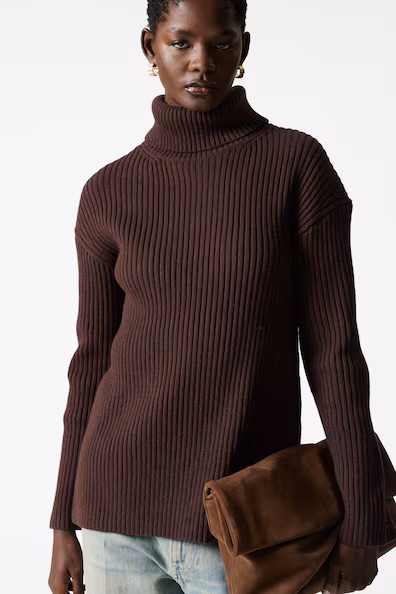 CAMISOLA DE GOLA ALTA EM MALHA DE Lã