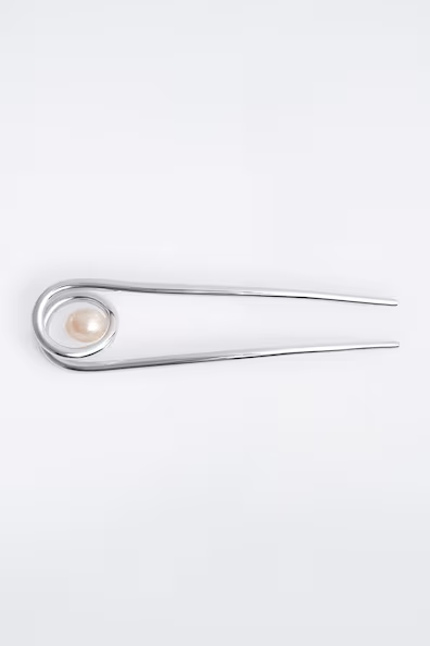 ALFINETE DE CABELO DE PéROLA DE áGUA DOCE ENROLADA