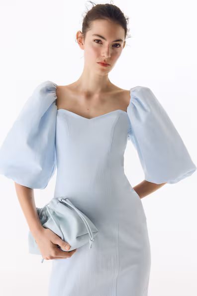 MAMA VESTIDO EM ALGODãO COM MANGAS BALãO