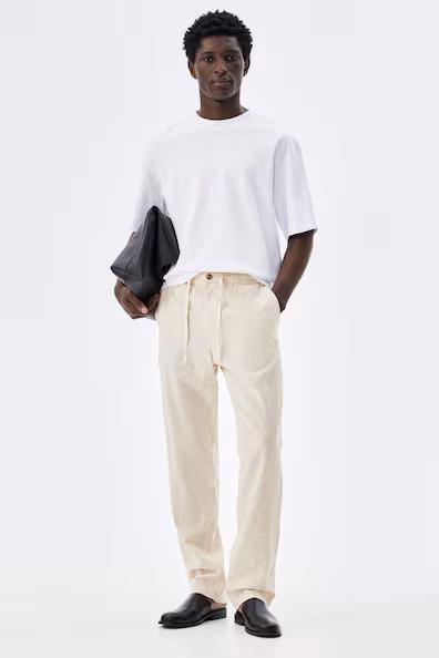 Брюки из смеси льна REGULAR FIT