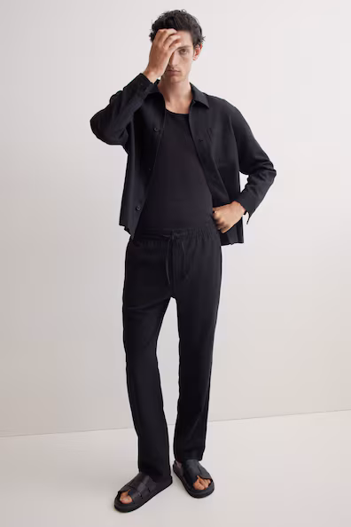 Брюки из смеси льна REGULAR FIT
