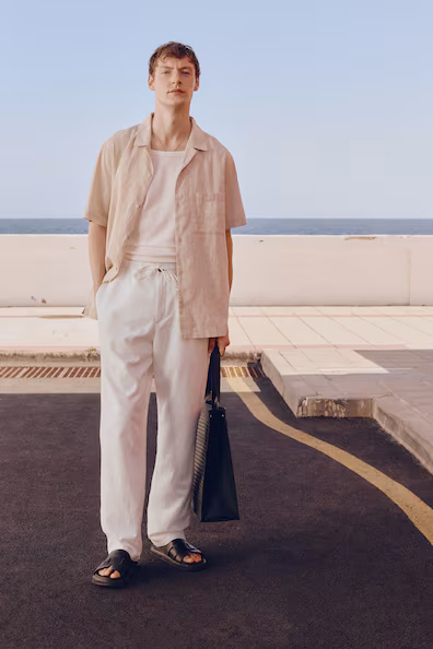 Брюки из смеси льна REGULAR FIT