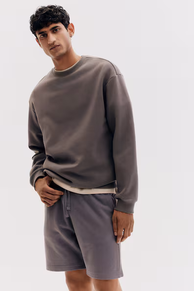 Шорты REGULAR FIT из хлопкового меланжевого мольтона