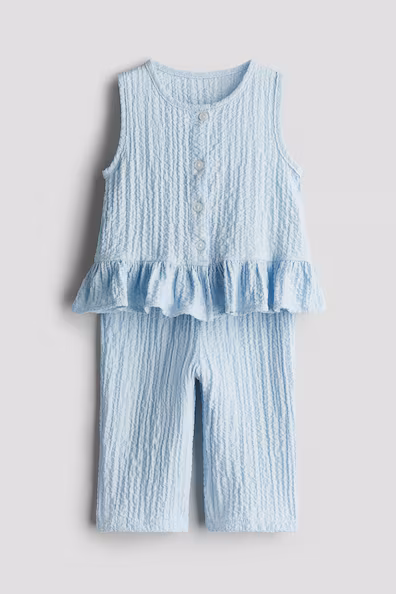 Комплект из 2 предметов из мягкой ткани с эффектом морщин, H&M