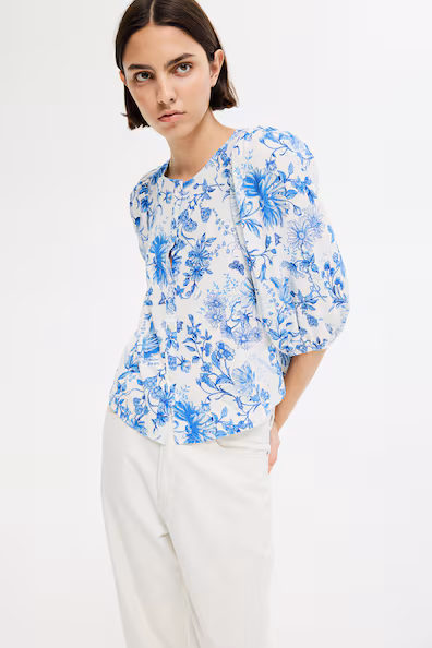 BLUSA EM MISTURA DE LINHO
