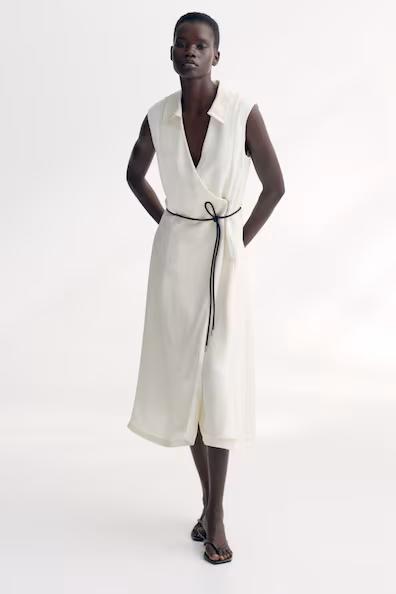 VESTIDO TRAçADO COM CINTO DE ATAR