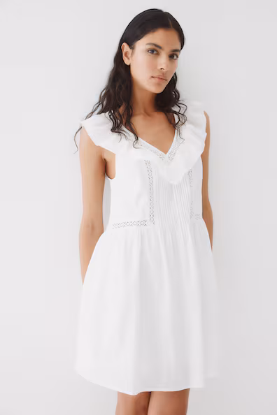 VESTIDO EM ALGODãO COM FOLHO