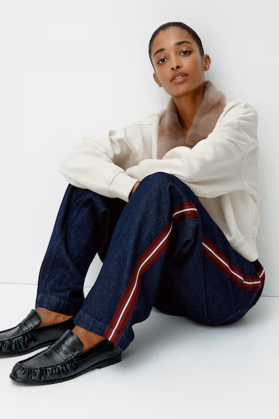 Джинсы из ганги с затяжкой шнурка- Заказать в России