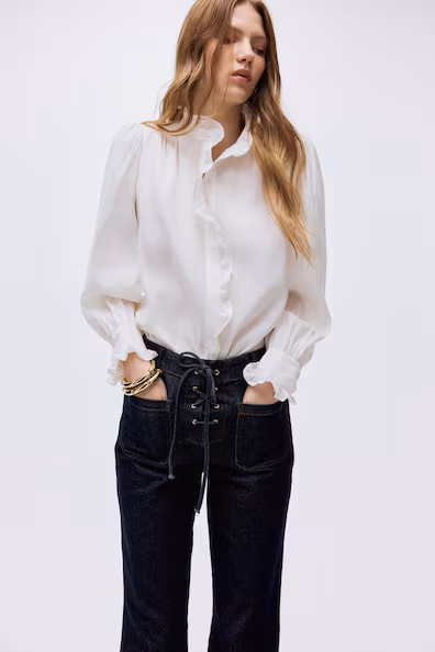 Джинсы с широкими штанинами- Заказать в России