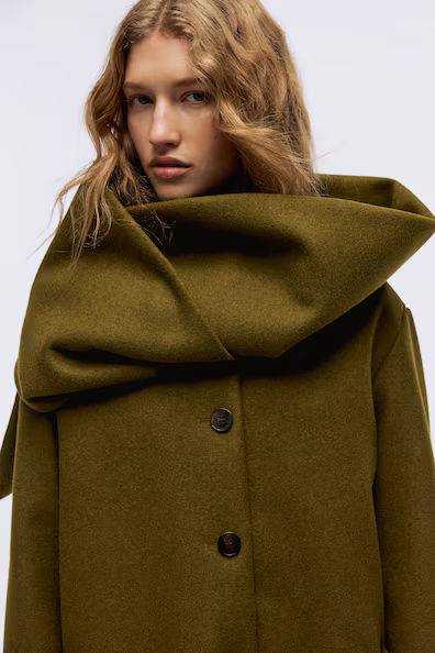 Пальто с длинным шарфом H&M