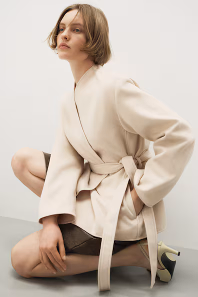 Полупальто с поясом для завязывания- Заказать в России