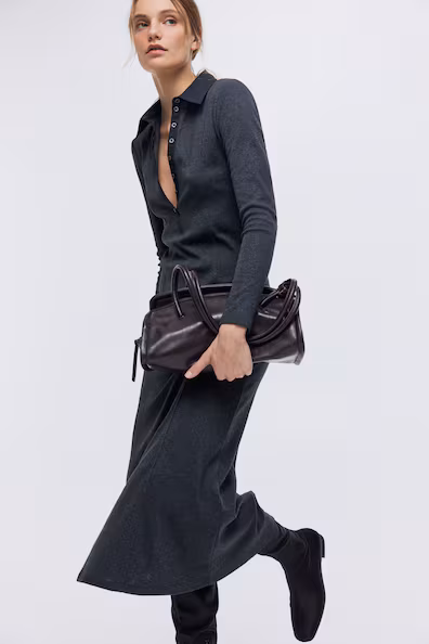 Платье поло из тонкой вязаной ткани