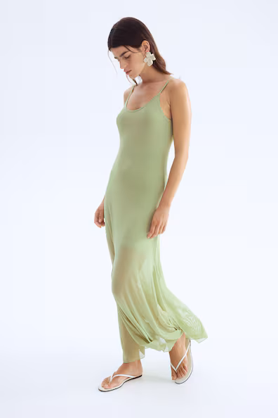 Платье с тонкими лямками из сетки