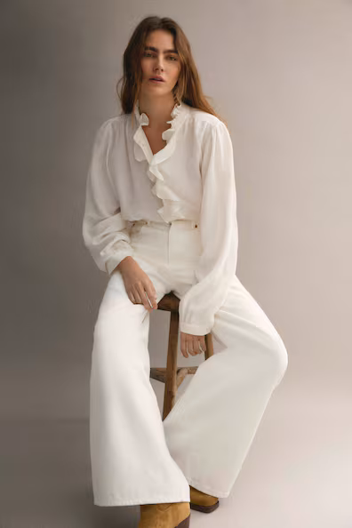 Блуза из вискозы с воротником на рюшах