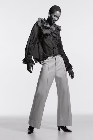 Джинсы прямого кроя с высокой посадкой- Заказать в России