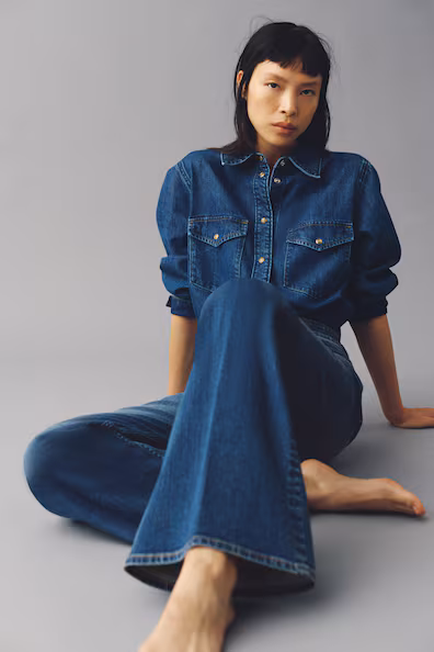 Джинсы с высокой посадкой и расклешенными штанинами H&M- Заказать в России