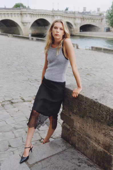 Юбка из органзы с английским кружевом