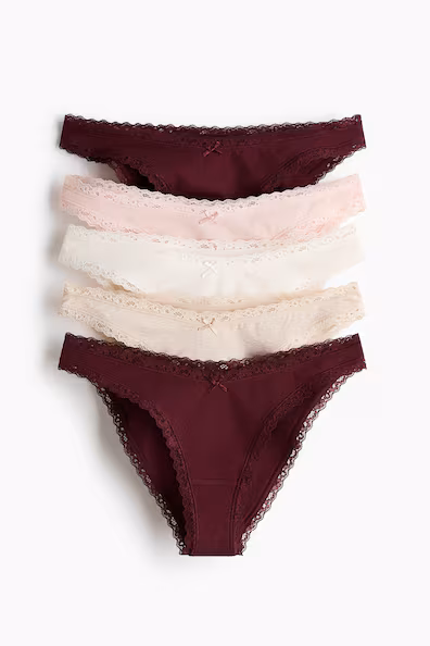 Пачка из 5 трусиков из хлопка с кружевом- Заказать в России
