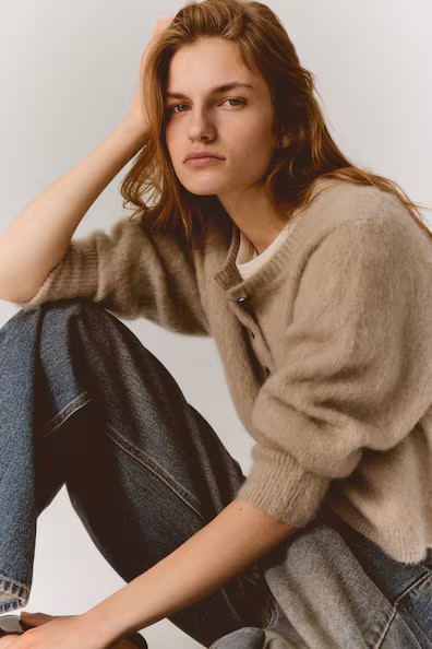 Кардиган из мохера с шерстью- Заказать в России