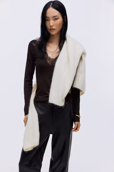 Свитер с кружевными оборками- Заказать в России