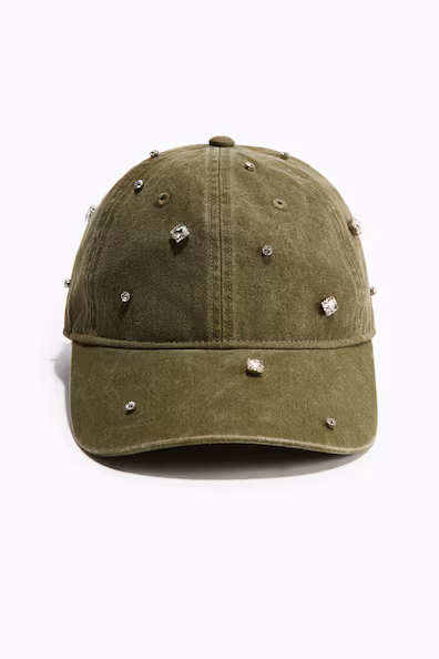 Кепка из хлопкового саржевого полотна с кристаллами- Заказать в России