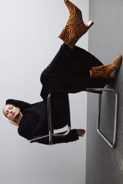 Ботильоны на платформе из кожи с мехом у щиколотки- Заказать в России