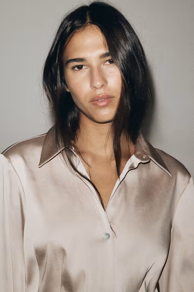 Облегающая рубашка из саржи- Заказать в России