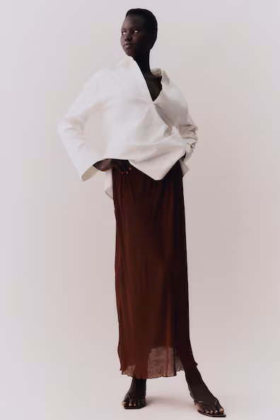 Плиссированная длинная юбка- Заказать в России