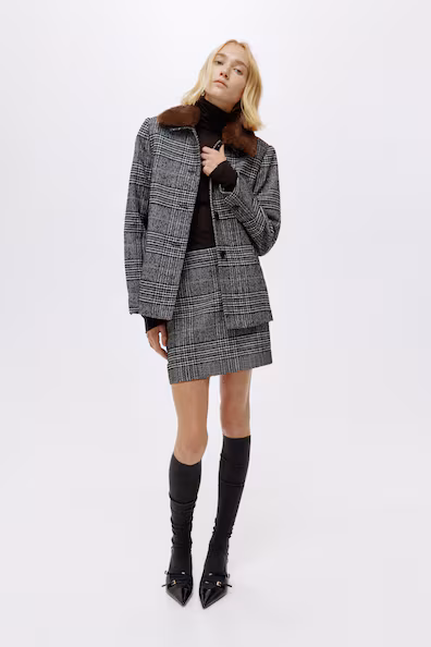 Пальто из шерсти в клетку- Заказать в России