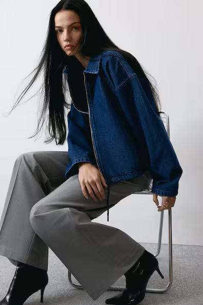 Джинсовая куртка с воротником- Заказать в России