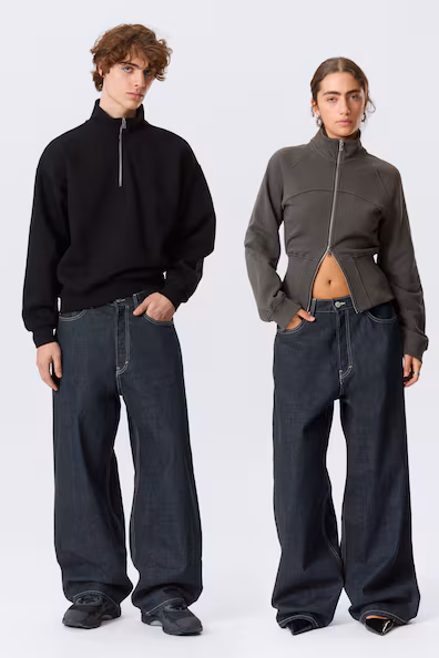 Джинсы ASTRO средней посадки свободные с широкими штанинами- Заказать в России