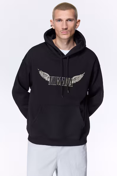 Толстовка с капюшоном и принтом свободного кроя