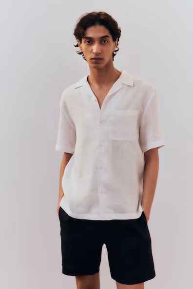 Льняная рубашка REGULAR FIT курортного стиля- Заказать в России