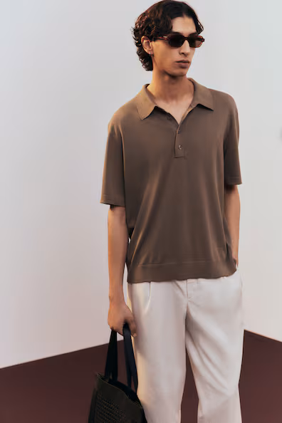 Поло из тонкой вязаной ткани REGULAR FIT- Заказать в России