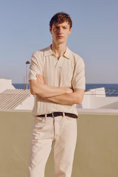 Поло из смеси льна с регулярной посадкой- Заказать в России