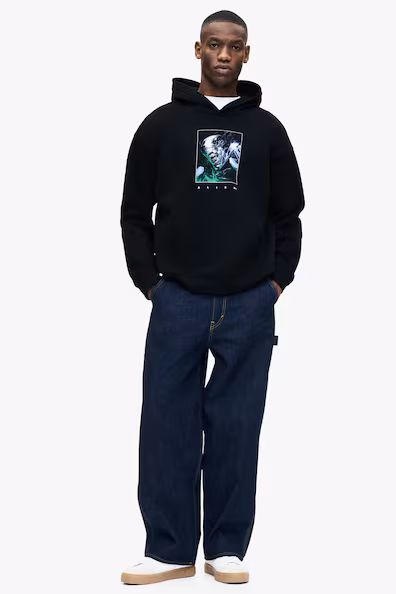 Толстовка с капюшоном и принтом свободного кроя- Заказать в России