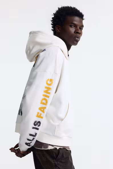 Толстовка с капюшоном и принтом свободного кроя