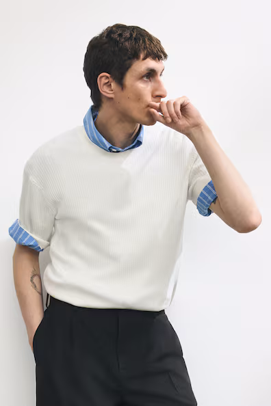 Футболка из рубчика SLIM FIT- Заказать в России