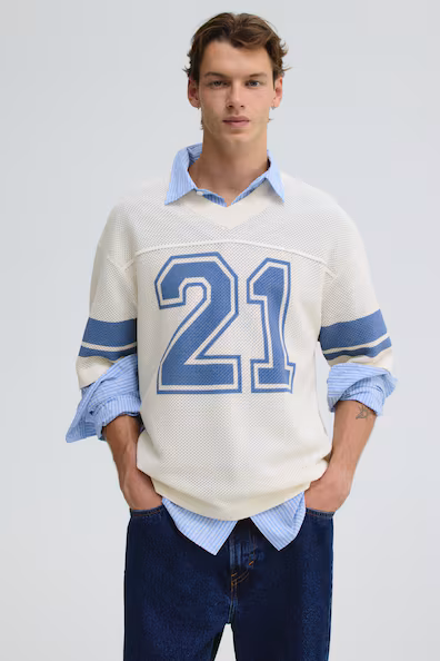 Футболка в слегка просвечивающемся трикотаже LOOSE FIT