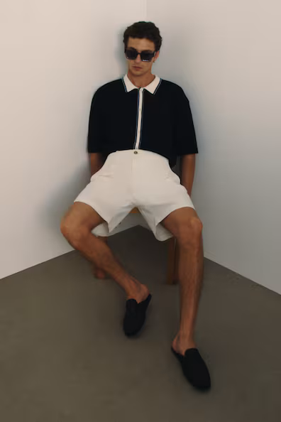 Шорты из смесового льна свободного кроя