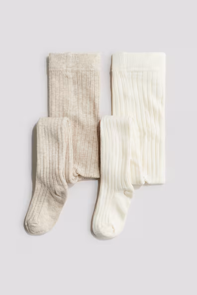 Набор из 2 пар колгот с рубчиком- Заказать в России