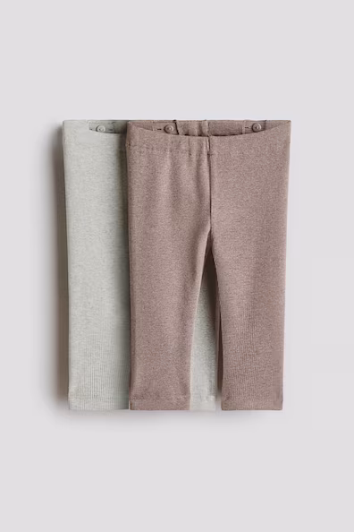 Пакет из 2 лосинов в рубчик из хлопка- Заказать в России