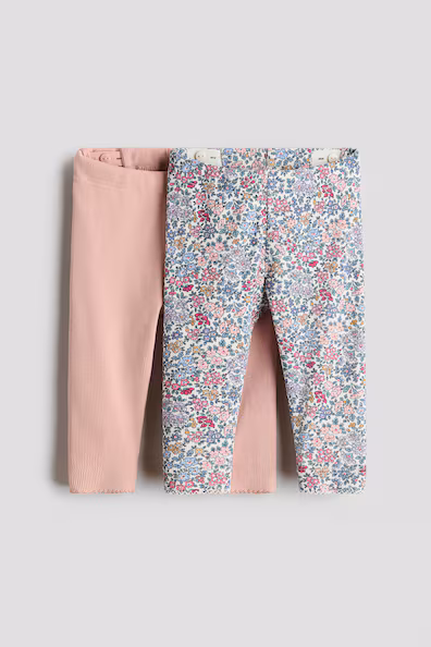 Пакет из 2 лосинов в рубчик из хлопка- Заказать в России