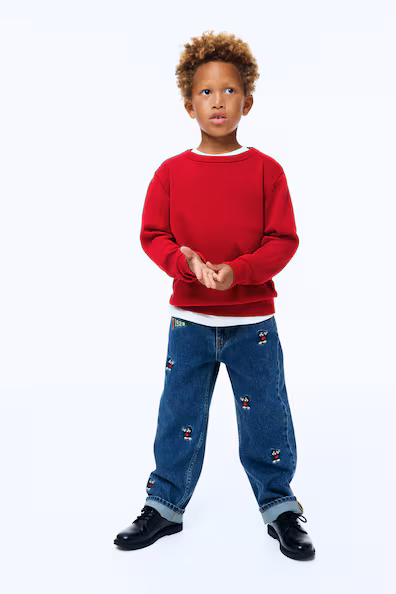 Джинсы свободного кроя с вышивкой- Заказать в России